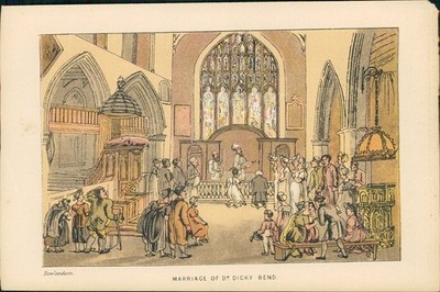 Lithographie : Marriage of Dr. Dicky Bend. (Illustration zu ''Doctor Syntax's Thr
