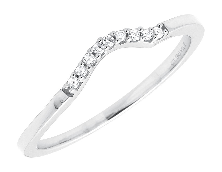 Esaltatore giacca pavè oro bianco 10 kt fila singola tondo diamante punta condivisa 0 05 ct