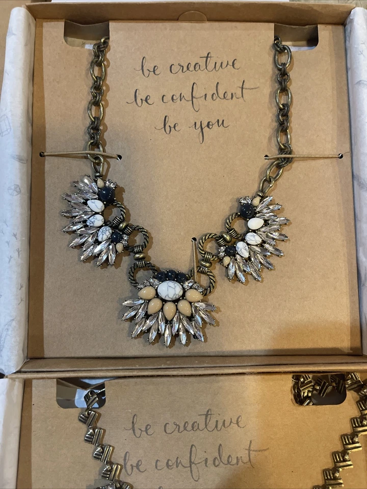 Chloe & Isabel BlueAndPeach,Crystal & WhiteStoneAndCrystalStatement Necklaces - Image 4 of 4