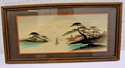 絵画　自然の風景① Antique Japanese landscape painting featuring Mount Fuji 1868-1912