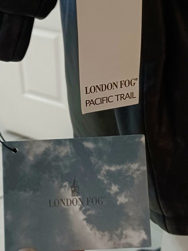 NEW Vintage LONDON FOG Black Leather Jacket Pacific Trail 3/4 Length Coat Mens L - Picture 9 of 11
