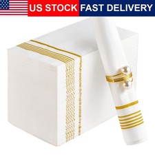 Paper Napkins 100 Pack Gold 3 Ply Disposable Guest Towels Dinner Wedding Party