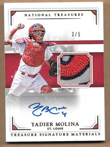 2017 National Treasures Yadier Molina Auto Game-Used PATCH SP #3/5 RARE AUTO!