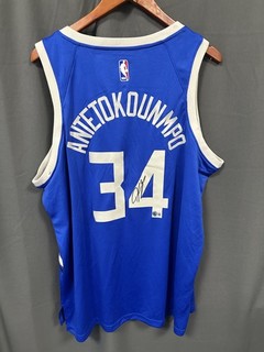 Giannis Antetokounmpo Signed Milwaukee Bucks Basketball Jersey AUTO BAS Sz 52