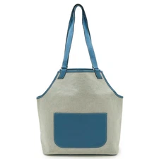 Hermes Jardinier Pm Tote Bag Shoulder Semi-Shoulder Toile Ash Leather Blue Jeans