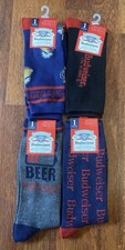 Set of FOUR 4 New Men  s Budweiser Socks Size 10-13 Shoe Size 6-12