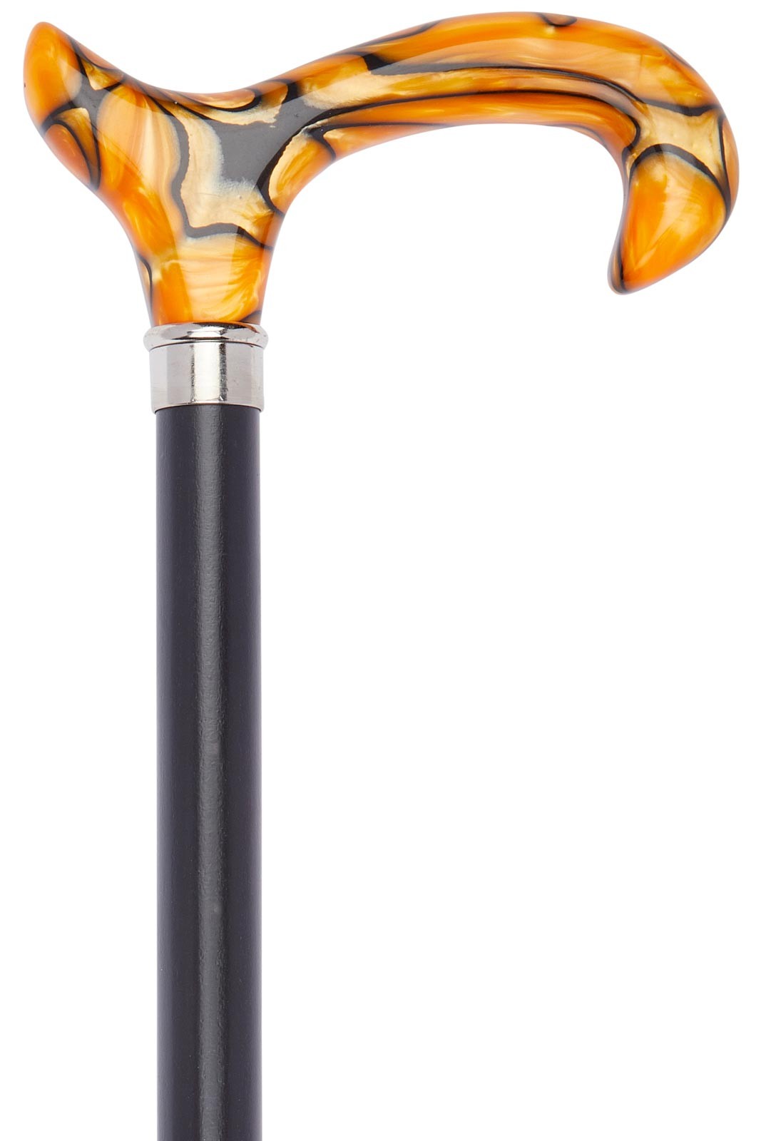 Acrylic Derby Walking Stick - Orange Marbled