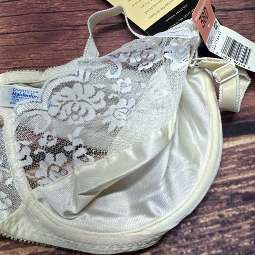 VTG NWT Chantilly Maidenform 38D Bra Underwire Floral Lace White Non-padded - Picture 7 of 10
