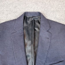 Jos A Bank 1905 Jacket Sport Coat Blazer 42L Tailored Blue Wool Houndstooth