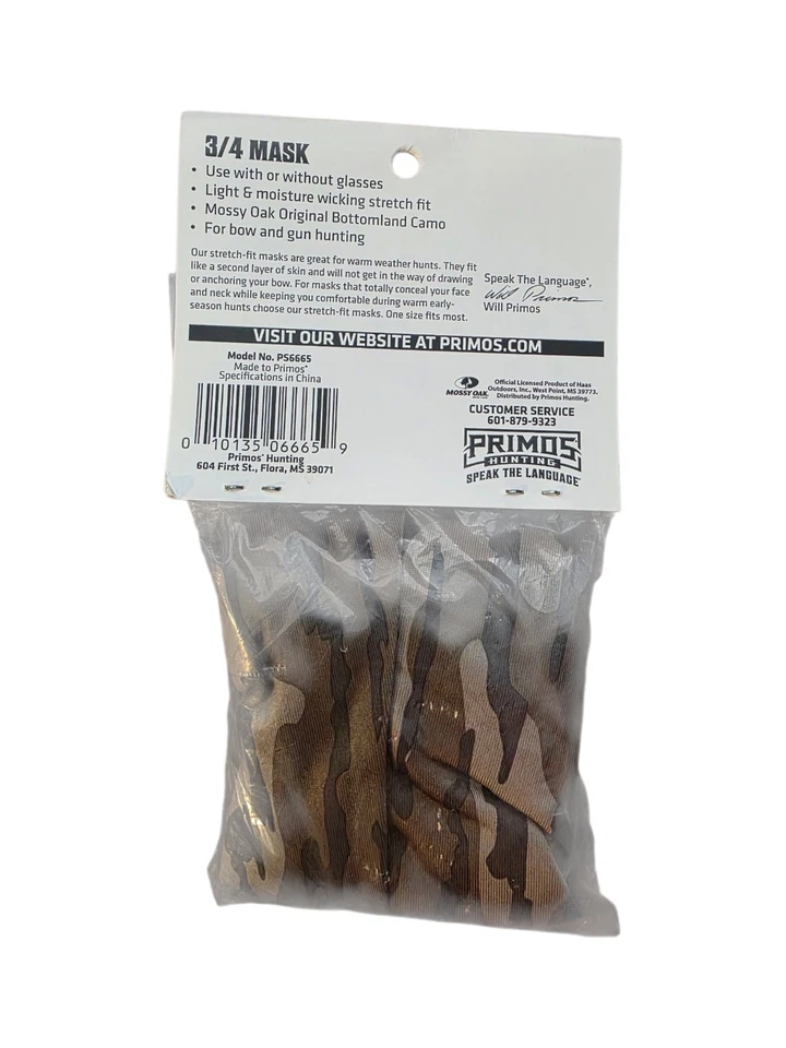 Primos Stretch 3/4 Facemask Mossy Oak Bottomland - Image 2 of 3