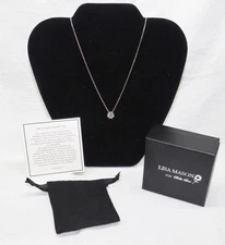 2ct Lisa Mason Diamonique Solitaire Pendant w/ Box Chain, Sterling Silver