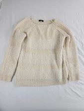 Spense Knits Women’s Sweater Size XL Cream Textured Fuzzy Stripe Pullover 