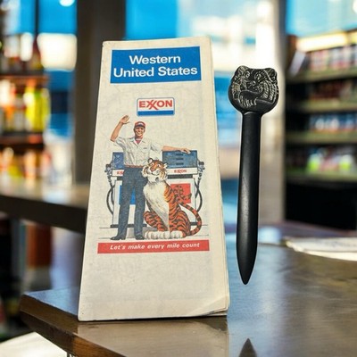 VTG Exxon Road Map of Western United States 1970s And Tiger Letter Opener