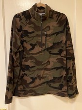 Starter Sweater F Mens Large Green Camo Fleece 1/4 Zip Hunting GORP Medium