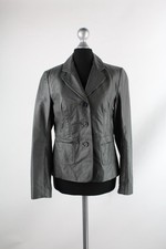 B.C. graue Leder-Jacke Gr.34/XS weiches Lammleder Top Zustand
