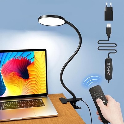 iFalarila 61 LED Schreibtischlampe mit Fernbedienung - superhelle dimmbare Klemmleuchte für Ho