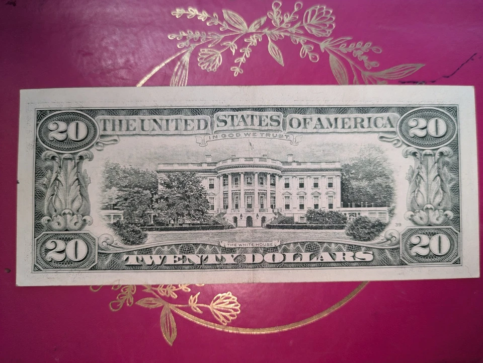 Old design Small Head $20 / Twenty Dollar Bill Series 1995 Off Center Obverse - Image 2 of 2