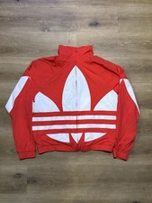 Vintage adidas Red/White Lightweight Zip-Up Windbreaker Jacket M Mens