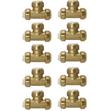 10 Pack XFITTING 1" Push Fit x 1" Push Fit x 1" PVC Tee, Push-to-Connect Tee