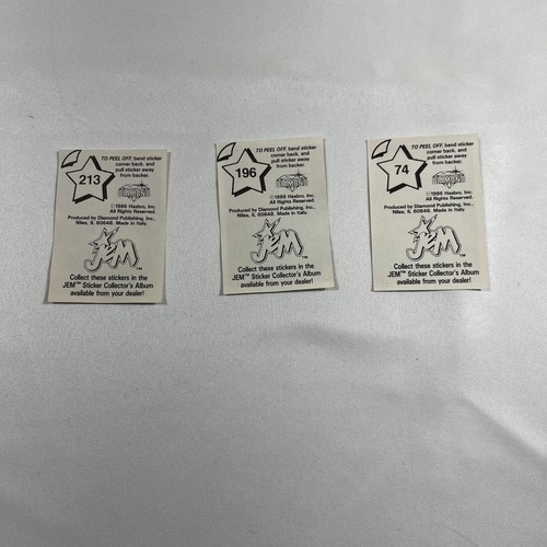 Specific Lot: 74, 196, 213 Vintage 1986 Jem and the Holograms Diamond Stickers