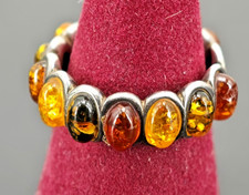 Nr.058 schöner Bernstein Ring 925 Sterling Silber Design Amber Schmuck Vintage