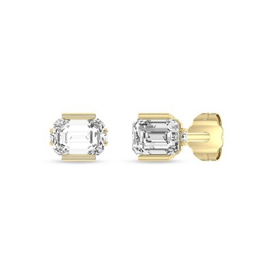 G/VS - 1,00cttw Smaragdschliff Diamant Ohrstecker 14k Gold Lab Grown Damen Ohrringe