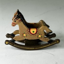 Vintage Miniature Toy Rocking Horse Wood Dollhouse Nursery 1:12