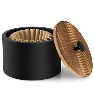 Coffee Filter Holder, Wood Filter Storage Container for Counter, Coffee Bar A...