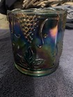 Vintage Blue Iridescent Carnival Glass by Indiana Glass Tall Candy Dish w Lid — photo 4
