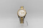Seiko SQ Quartz 6923-8089 Two-Tone Fluted Bezel Day Date Vintage Watch - Running