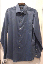 Arrow USA 1851 Blue Fitted Stretch Dress Shirt Size 15-15.5 34/35 M