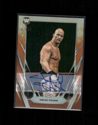 2026 Topps Chrome WWE Steve Austin #BCA-STA Autograph Orange Refractor /25