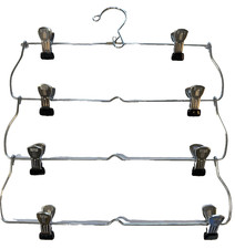 Pant Skirt Scarf Hanger Metal Wire Folding Space Saving Vintage 4 Tier Hanging