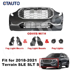 Front Bumper Grille Set for 2018-2021 GMC Terrain w/Primed Fog Light Cover&Trim
