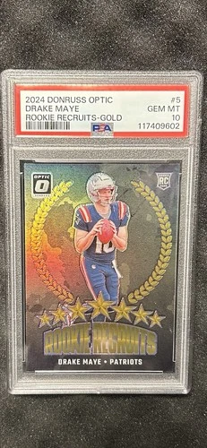 2024 Panini Donruss Optic Rookie Recruits Gold Drake Maye Jersey # 10/10 PSA 10