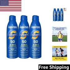 Sport Sunscreen Spray SPF 50 - Water-Resistant, Moisturizing, Pack of 3