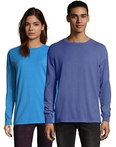 Hanes Adult Long Sleeve T Shirt Tee ComfortWash Garment Dyed Ring Spun Cotton