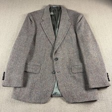 Club Room X Harris Tweed Wool Sport Coat Brown Herringbone Size 44L Read
