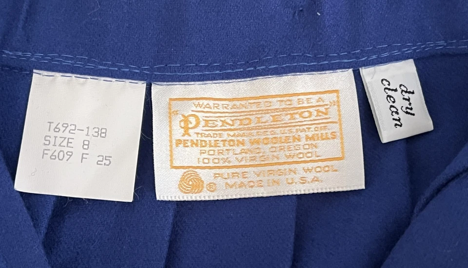 Falda midi de lana plisada azul cobalto Pendleton de colección EE. UU. TALLA 8 Foto 4 de 4