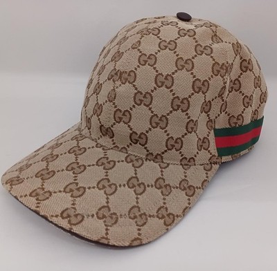 GUCCI GG Canvas Baseball Cap Sherry Line size M Beige Brown Italy