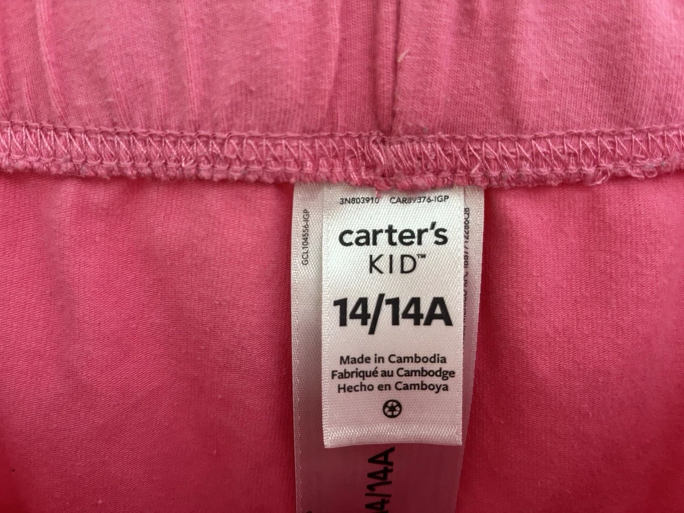 Leggings Carter's Niños Niñas Algodón Rosa Sólido Elástico Tirar Largo Completo 14/14A Foto 2 de 4