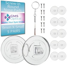 Eyeglass Nose Pads Round Screw-in Silicone 9mm 5 Pair
