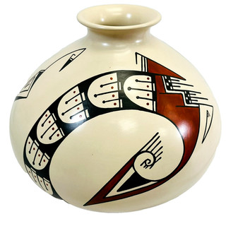 SIGNED Mata Ortiz Pottery 8.5"x9.5" Olla Jar by Vidal Corona Pottery Ring