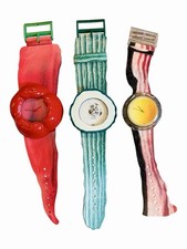 Vintage Swatch Watch Set VEGGIEPACK Verdu Alfred Hofkunst One More Time NOS