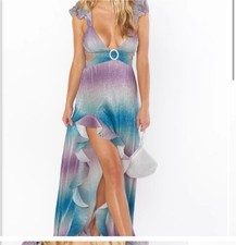 Show Me Your Mummy Francie Ruffle Dress Ombré Metallic Crinkle - New With Tags