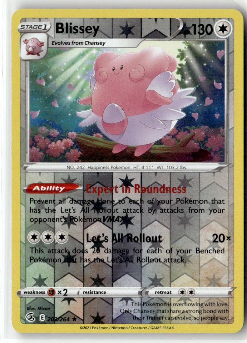 Blissey 203/264 Rare Fusion Strike Pokemon Reverse Holo NM/M