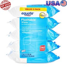 Fresh Scent Flushable Wipes 240 Total Alcohol Free Hypoallergenic Aloe Vitamin E