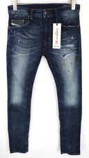 Pantalones de mezclilla para hombre DIESEL Thavar-NE R060S W28 ajustados de algodón lavado elástico azul