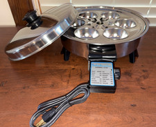 Saladmaster Electric Skillet 7817 w/ Egg Poacher & Vapo Lid -Both Very Good Cond