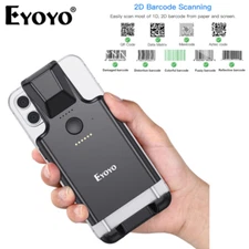Eyoyo 2D Back Clip Barcode Scanner Wireless Phone Back Clip 1D QR Code Reader